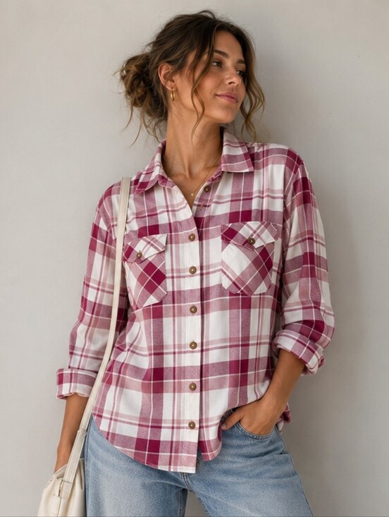 Frank & Oak Tops - Frank & Oak | Organic Cotton Plaid Button-Up Shirt, Size L